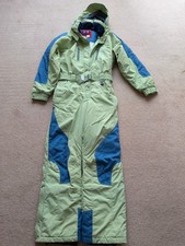 Decathlon Vintage One Piece Ski Suit Womens Size UK 12 Green Blue VGC