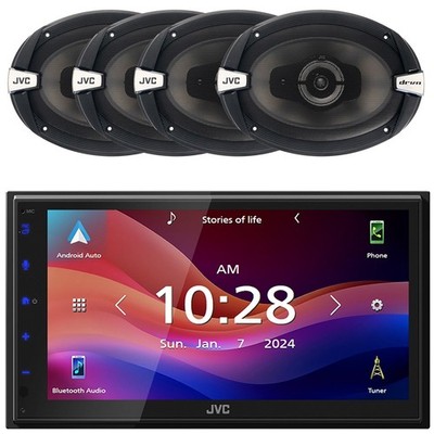 JVC Single-DIN Bluetooth MP3 Receiver, 4x 6x9'' 500W Max 3-Way Car Audio Speakers
