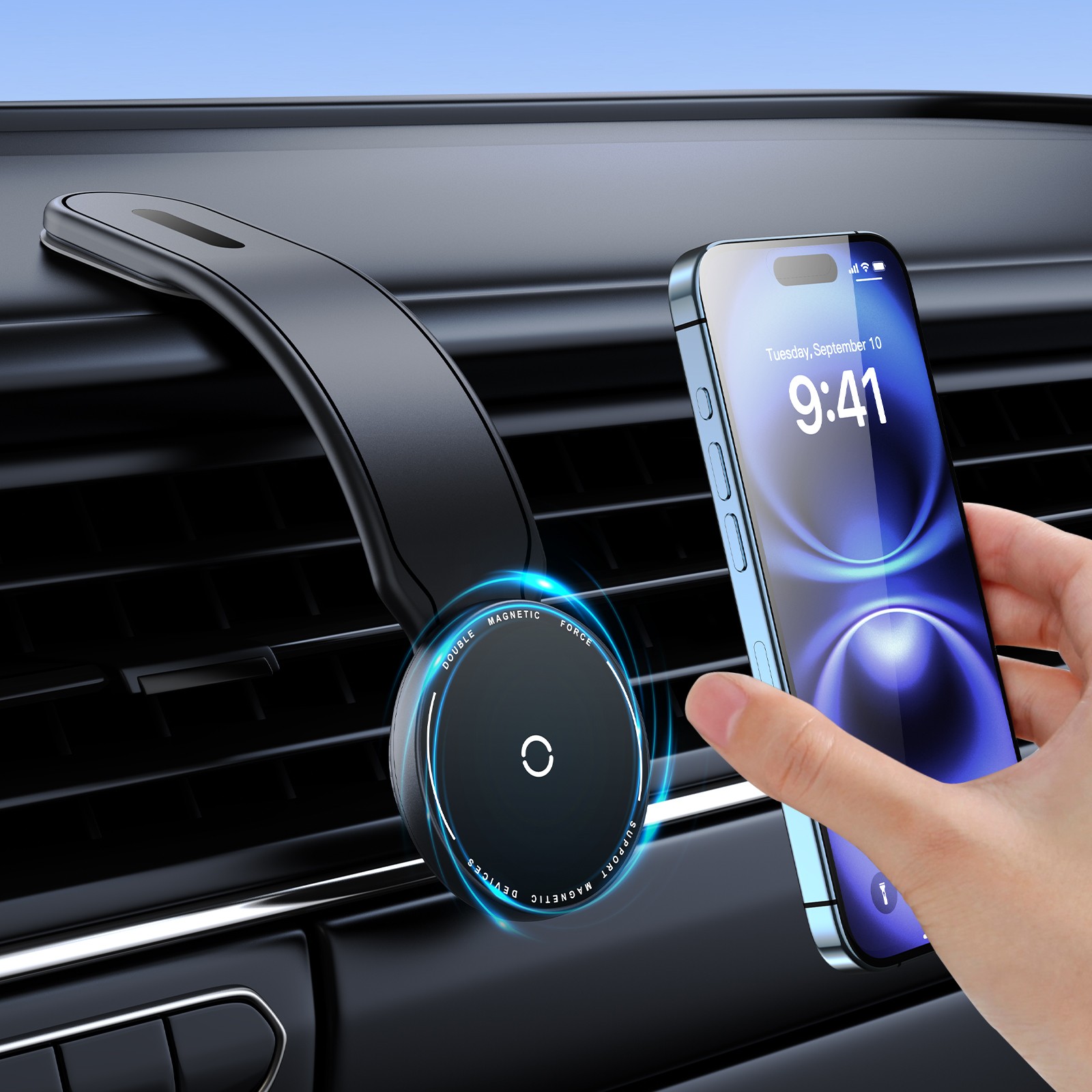 Car Mount Bendable Aluminum Arm Magnetic Phone Holder for iPhone 16/15 MagSafe