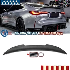 Fits 21-24 BMW G22 G82 4 Series M4 PSM Style Rear Trunk Spoiler Wing Carbon Look