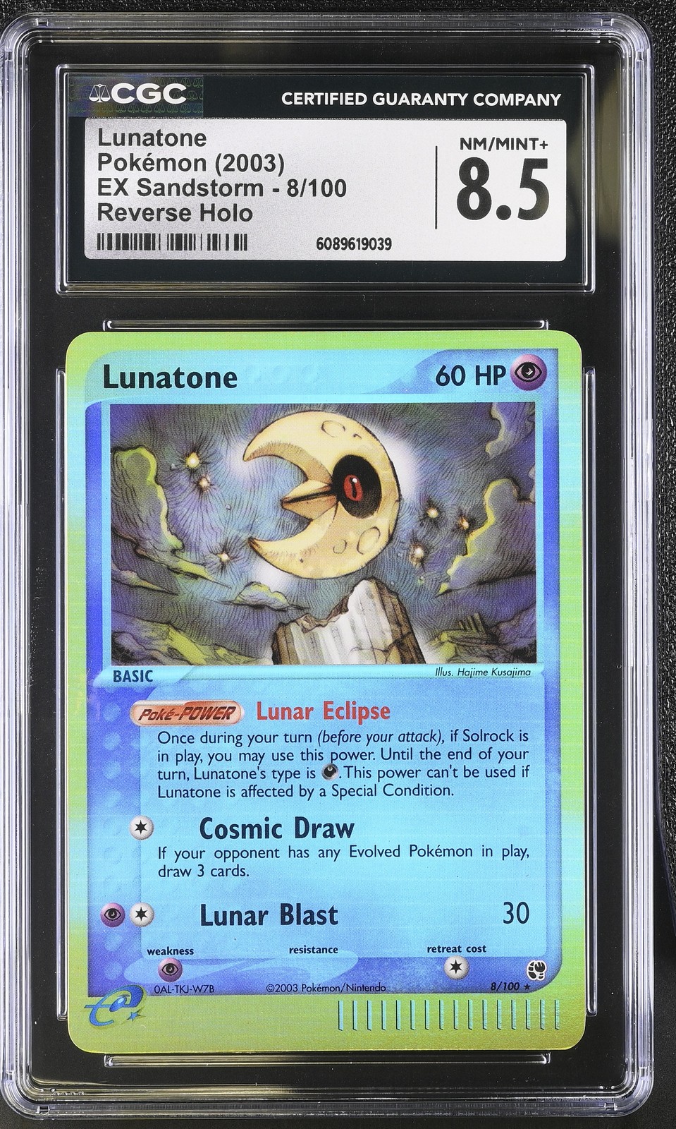 CGC 8.5 Lunatone 2003 EX Sandstorm 8/100 Reverse Holo Pokemon Card