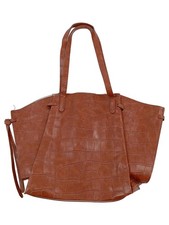 Zara Damen Shopper Tasche Groß Braun Tierdruck Klassisch Alltag Polyurethan