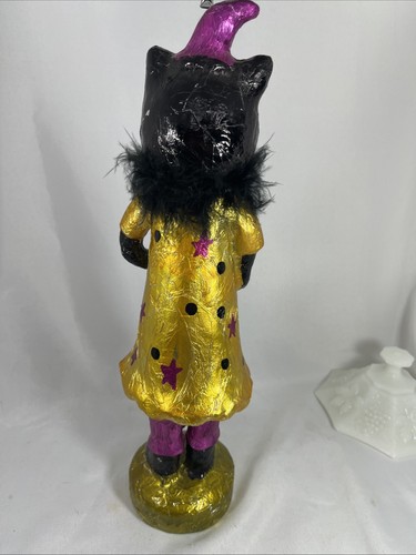 Retro Halloween Black Cat Foil Resin Woman Figurine Statue 14” - Picture 6 of 12