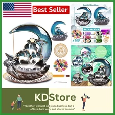 Ceramic Moon-Shaped Backflow Incense Holder Fountain with 100 Cones & Sticks