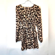 New Leopard Print Ruffle Dress Animal Print Flowy Summer Party Dress XXL