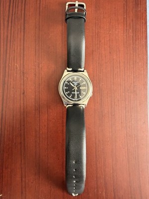 Seiko 5 Men s Automatic 37mm Wristwatch Black Dial Leather