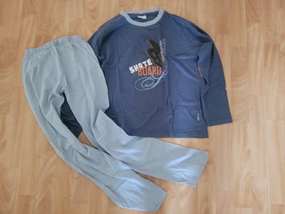 Moonline Jungen Schlafanzug Gr. 164 Blau Skateboard Pyjama Set