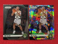 Ray Allen LOT -2024-25 Panini Prizm -Silver Cracked Ice Prizm & Base #300 -Bucks