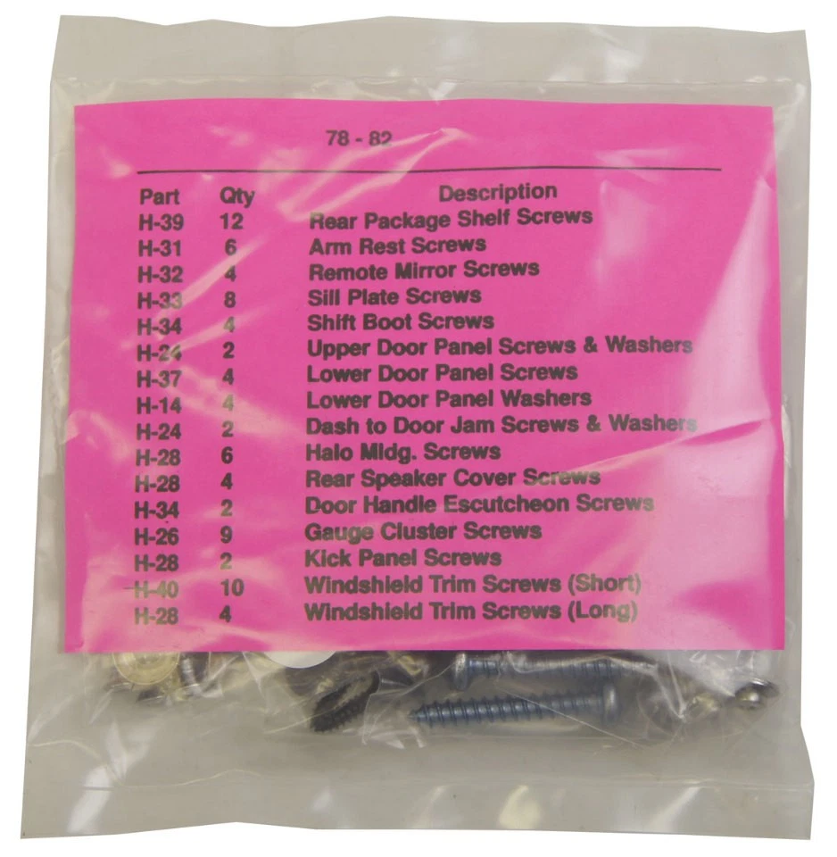 1978-1982 Chevrolet Corvette C3 Interior Screw Set Kit 83 Pieces New - Image 3 of 3