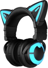 Cat Ear Headphones, Cute Cat Ear Gaming Headsets with Bluetooth 5.2 for Pc/Pe/Sw