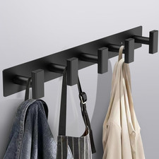 Coat Rack Wall Mount - 5 Coat Hooks, Towel Racks for Bathroom Robes Bags Keys, H