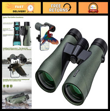 12x50 High Power HD Binoculars with Phone Adapter - Waterproof, Lightweight, Ide
