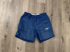 Aftco Cargo Shorts Mens 34 Blue Fishing Elastic Waist Pockets 