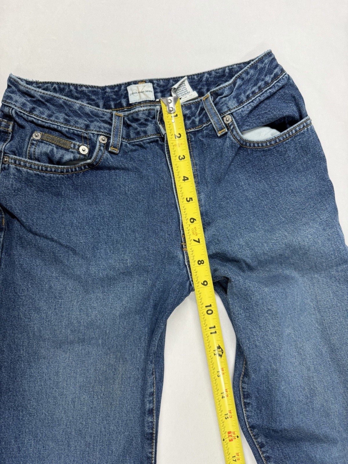 Calvin Klein Jeans Womens 5 Cute VTG Jeans 21” Extreme Flare All Over Sandblast thumbnail 24