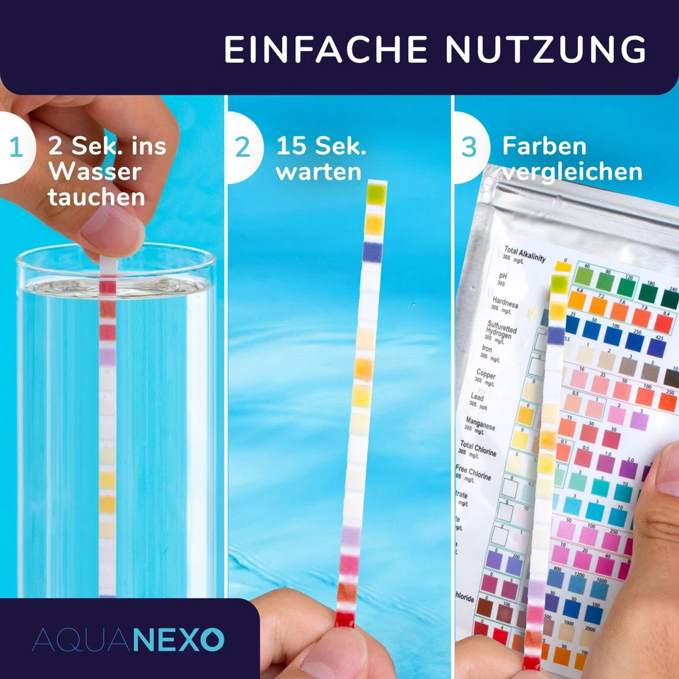 Wassertester Teststreifen 16-in-1 Trinkwassertest pH Wasserhärte 50 st. - Bild 4 von 4