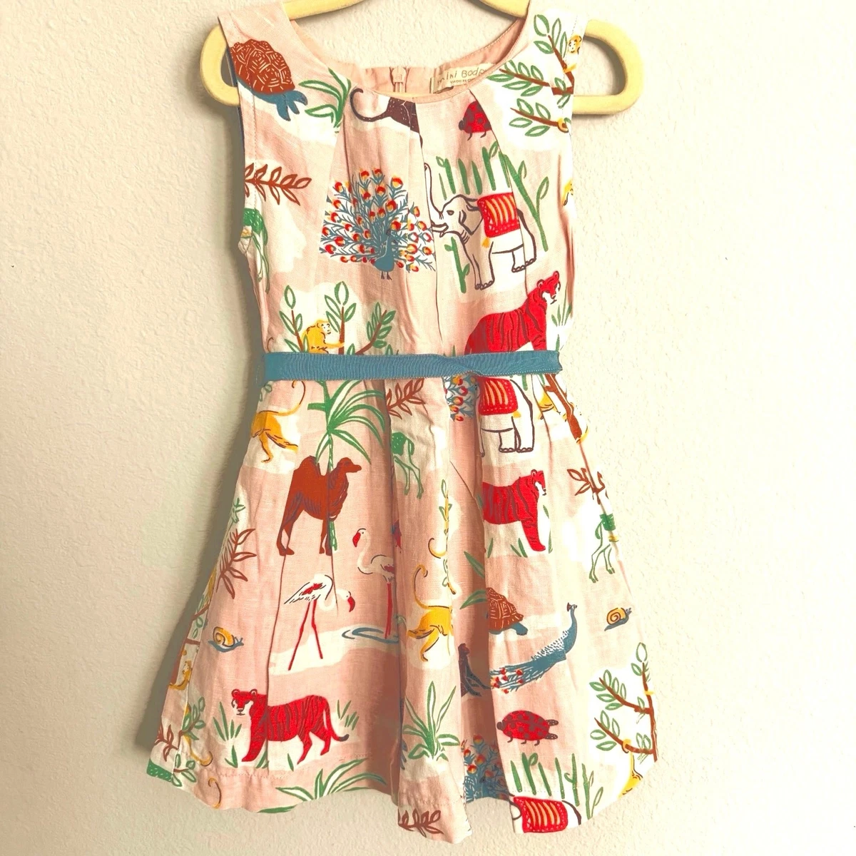 mini boden dress ebay Mini Boden Girls 5-6 Cream Red Pink Purple Linen Strawberry Floral Print Dress