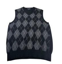 Club Room Sweater Vest Mens M Argyle Merino Wool Pullover V Neck Casual Preppy
