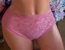 Wacoal Large Pink Rose AWARENESS Lace Hi Cut Brief Panties 871101 NWOT