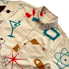 Jetsons Themed Mens Retro Short Sleeve Button Down Shirt, Jetsons Style Mens 99