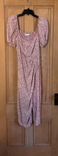 ASTR The Label Womens Floral Square Neck Slit Midi Dress Sz Medium Pink SP NWOT