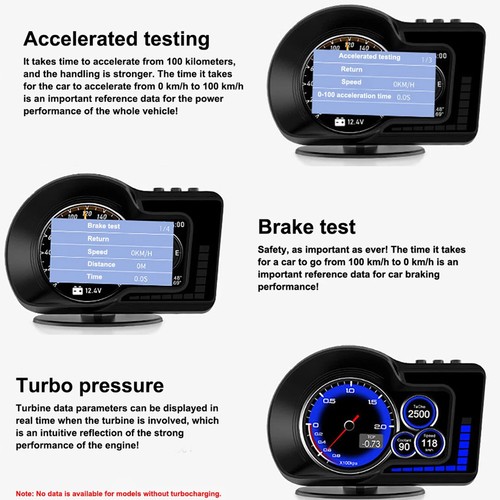 HUD Display Digital Alarm Gauge Car Turbo Speedometer RPM Head Up Temp OBD2 + - Picture 3 of 12