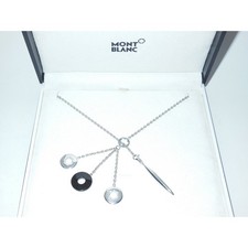 Montblanc Colección Estrella Cadena Esterlina Collar Lariat con Tres Anillos 36638