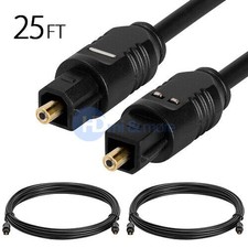 TosLink Optical 25 FT Cable Digital Fiber Optic Audio SPDIF MD DVD - PACK of 2
