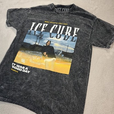 Ice Cube Shirt Mens Size Medium Black Acid Wash It Was A Good Day Crew Neck 90's