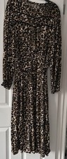 M&S Collection Animal Print Midi Dress Size UK Size 14 Colour Brown/Black