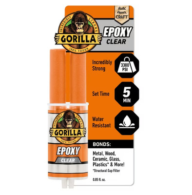 Gorilla 2 Part Epoxy, Clear Epoxy, 0.85 Ounce Syringe (Pack of 1) - 5 Minute Set