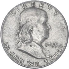 1955 (P) Franklin Half Dollar Extra Fine 90% Silver See Pics L333