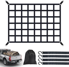 Heavy Duty Adjustable Cargo Net 66x50 Inches 1100 Lbs Load Rating Nylon Mesh