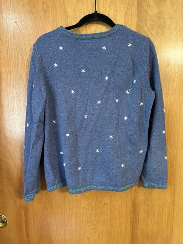 Cárdigan Talbots 100% Algodón Cremallera Completa Navidad Suéter PM Elfo Bordado - Imagen 6 de 11