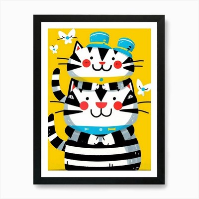 Katze Katze 8 Kunstdruck gerahmt Wandbild Poster Leinwanddruck Bild