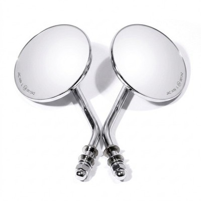 Mini Spiegel SET Custom 4'' Rund Chrom für Harley Davidson Chopper Old School mit