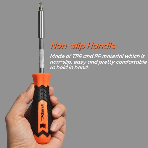 Tekprem 1/4 Zoll magnetischer Bit-Schraubendreher, Schraubendreher Einheitsgröße, orange-schwarz  - Bild 5 von 6