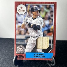 2022 Series 1987 Topps Baseball Bat Relic Red 18/25 Craig Biggio HOF Game Used
