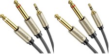 mm TRS to Dual 6.35mm TS Y Splitter Audio Cable 6.6ft 2-Pack