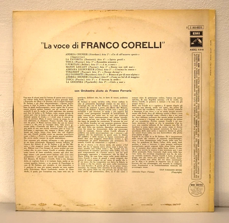Franco Corelli - The Voce' Of Vinyl VG+ LP Compilation - Image 2 of 4