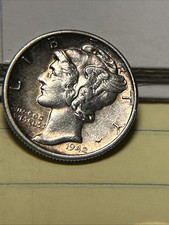 1942 mercury dime Slight  Gold Toning
