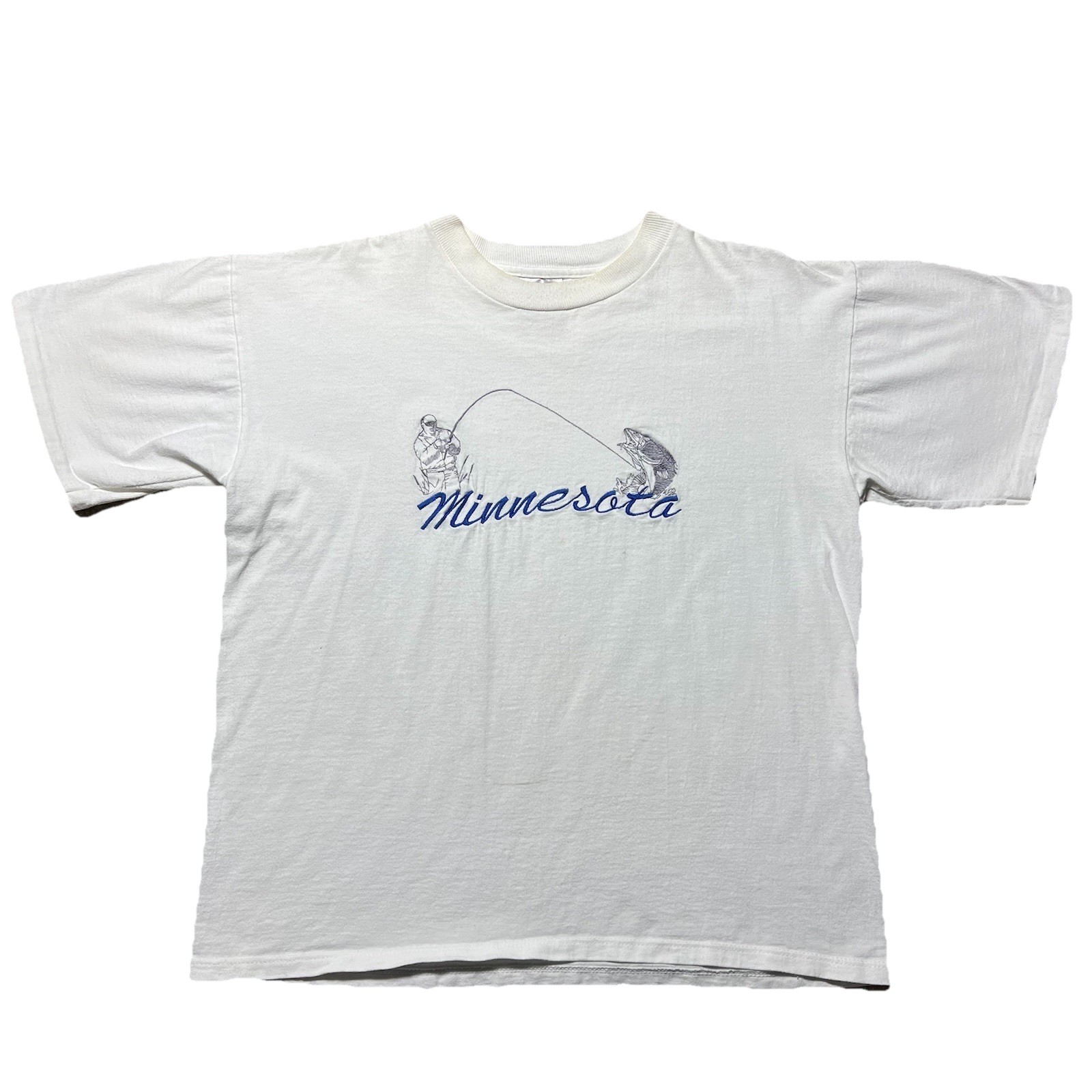 Vintage 90s Minnesota T Shirt Mens L Embroidered Spell Out Single Stitch