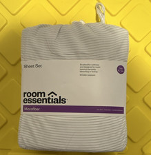 Room Essentials Microfiber Sheet Set Twin XL White/Gray Stripe Wrinkle Resistant
