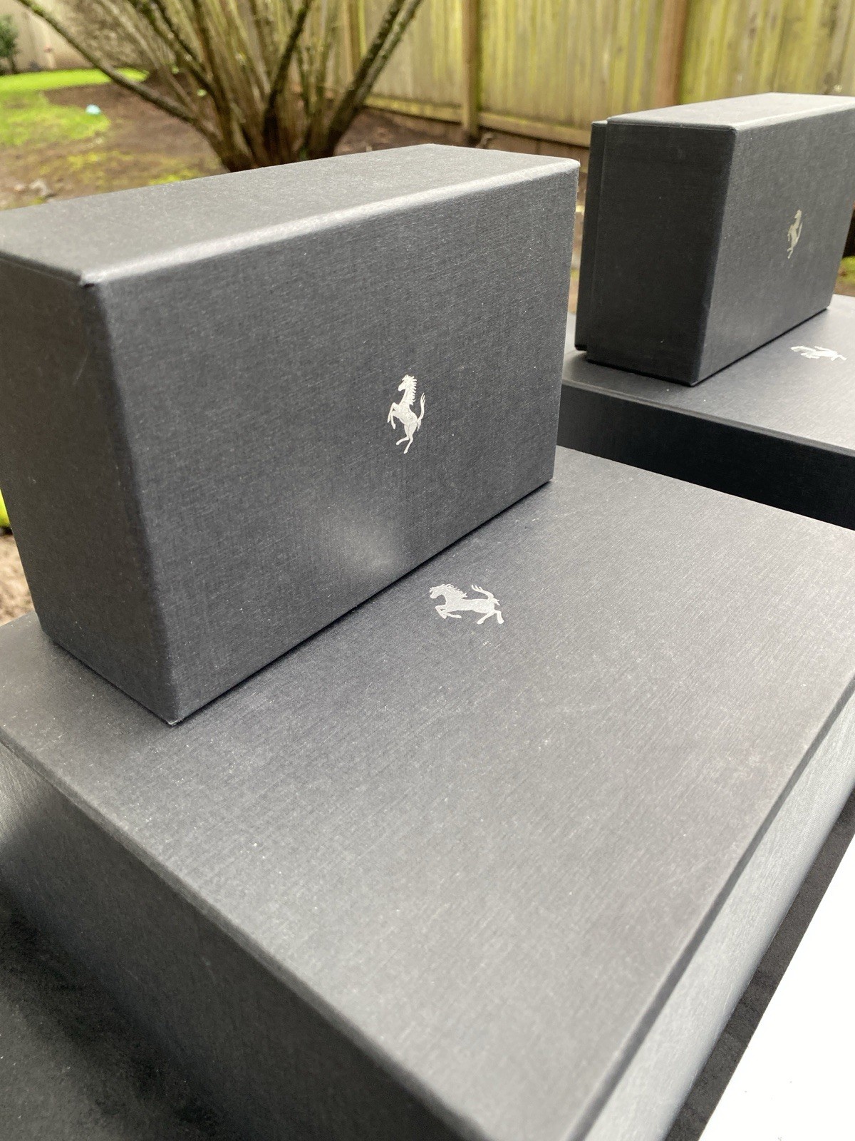 2 Large 2 Small    4 Genuine Ferrari Cardboard Boxes (Black) Factory OEM