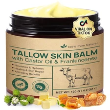Beef Tallow for Skin & Face Cream with Castor Oil and Frankincense,120g,Organic 