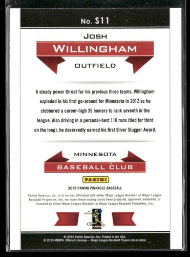 2013 Pinnacle Josh Willingham Slugfest #S11 Minnesota Twins - Picture 2 of 2
