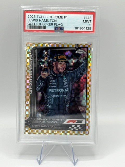 Lewis Hamilton 2025 Topps Chrome F1 Gold Checker Flag PSA 9 /50 #143 view 1