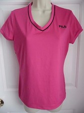 Camisa Fila Sport M Top Entrenamiento Rendimiento Mediana Caliente Rosa y Azul Borde Brillante