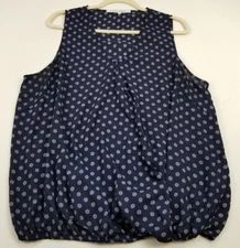 Collective Concepts Tank Top Women’s 1X Blue Geometric Sleeveless V Neck Woven