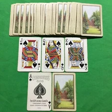 Old Antique USPC CONGRESS 606 Named * THE TERRACE * Playing Cards COUNTRY GARDEN