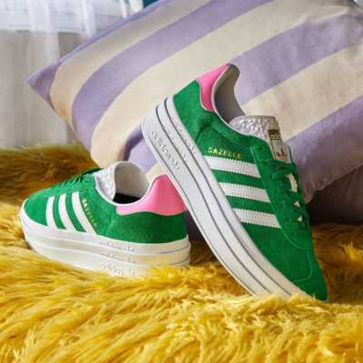Size 10.5 - adidas Gazelle Bold Green Lucid Pink W for sale online